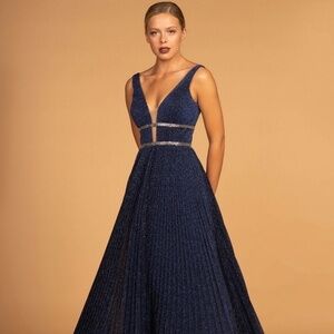 PARTY GLITTER FROM A-LINE GOWN DRESS GL2501 NAVY
